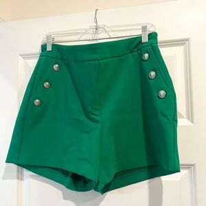 Rachel Zoe Green Women's Shorts with Silver Button Detail